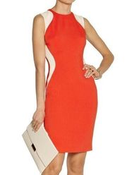 Stella McCartney Dress Contour-Colorblock Sheath Cady Dress Vermillion Sz 46 EUC