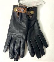 NWT Sole Society Genuine Leather Gloves Black and Brown S/M ~