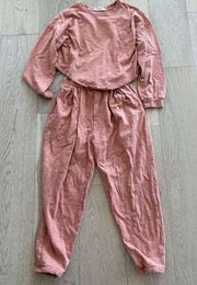 Free People Beach Culver City SET Size Small Pink Peach Jogger Crop Top