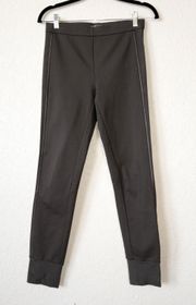 Black Leather Piped Ponte Legging Pants Size Medium