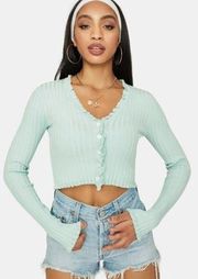 Dolls Kill CLIQUE ON SPEED DIAL CROPPED SWEATER in Mint