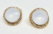 Brand New Womens One Way Hammered Gold and Opal Stud Earrings