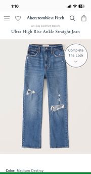 Abercrombie Ultra High Rise Ankle Straight Jean