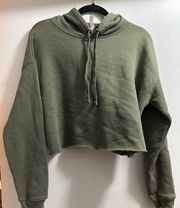 Cropped sweatshirt hoodie . Bella canvas. Raw hem. Olive green. Medium