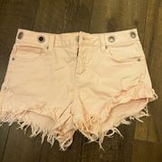 ALTARD STATE PINK RAW HEM JEAN SHORTS