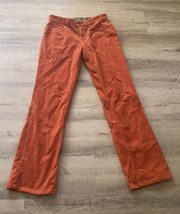 orange corduroy high waisted bootcut jeans