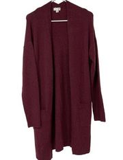 SO DEEP RED LONG SLEEVE LIGHTWEIGHT STRETCH CARDIGAN WITH POCKETS SMALL