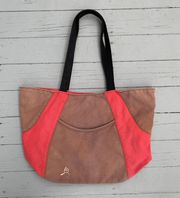 Tan/Pink Cotton Overland  Tote Bag Purse