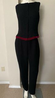 EUC Donna Morgan Black and Pink 2 piece Matching Vest and Trousers size 8