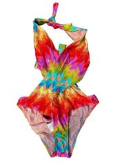 FARM RIO Chevron One-piece Swimsuit In Light Chevron Size Large