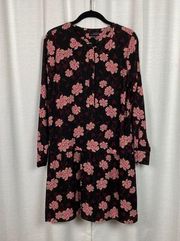 The Limited Black&Pink Floral Drop Waist Tunic Dress Sz.S NWT