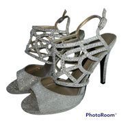 Poet Silver Champagne Shimmer 4” Heels Sandals Women’s Size 7