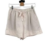 Vince Pencil-stripe Drawstring Linen Blend Shorts in Pink Size Small