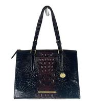 Brahmin Anywhere Leather Tote Bag Melbourne Croc Embossed Dark Brown