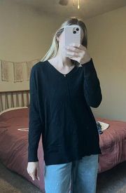 V neck black sweater