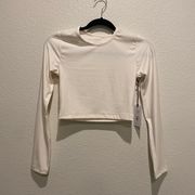 We Wore What  off white cropped long sleeve perforated top NWT