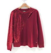 DKNY Sequin-Embellished Keyhole Swe Holiday Red Small