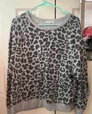 Grey Leopard Print Crew