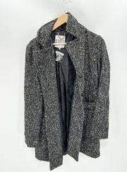 BB Dakota Coat Women MEDIUM NWOT Black Tweed Wool Blend Long Sleeve Jacket