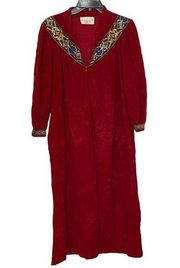 Vanity Fair Vintage Fuchsia Embroidered Zipper Front Robe size medium