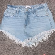 High Waist Frayed Light Wash CutOff Jean Shorts Sz S