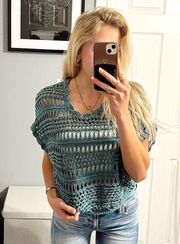 Y2K Mudd Teal Crochet Top