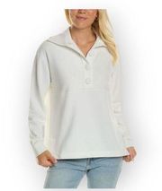 French Terry pull over long sleeve sweartshirt white