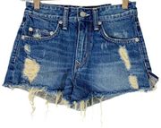 Lovers + Friends  Distressed High Waist Cutoff Denim Jean Shorts Size 23