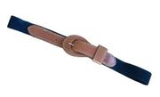 Vintage Navy Blue Leather Belt, Liz Claiborne Accessories Medium Stretch Belt