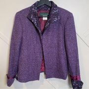 Harve Benard Womens Purple Wool Blazer Jacket Size 8