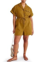 Madewell  Olive Green Safari Belted Romper Size Large