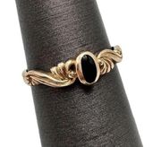 Onyx Kabana 14K Yellow Gold Black  Scroll Dainty Ring Size 4.75