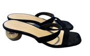 Ann Taylor Gold Heel Black Velvet Sandals - Size 5.5