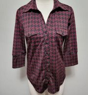 Covington burgundy houndstooth button down size medium