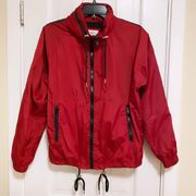 | Red and Black Windbreaker with  Attached Stow Away Hood Small