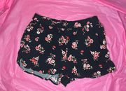 Black Floral Shorts