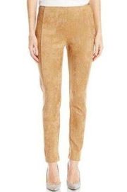 Ivanka Trump Tan Faux Vegan Suede Logo Stretch Pull On Pants Womens Size Small