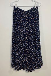 Vintage Floral Button Down Midi Skirt