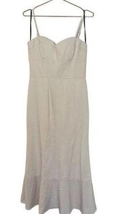 Vera Wang Sand Color Adjustable Strap Corset Style Seamed Midi Dress size 10