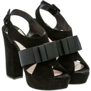 suede and grosgrain bow platform sandal size IT 36 US 6