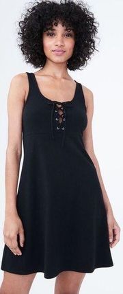 Aeropostale Solid Lace Up Dress Black Size Medium