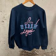 Vintage 1980s Comedy IOU I Owe You Legend Navy Blue Crewneck Sweatshirt Large L