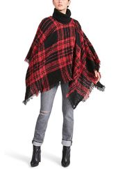 Red & Black Buffalo Plaid Poncho NWT!