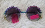 NWT Betsey Johnson Round Rainbow Floral Sunglasses