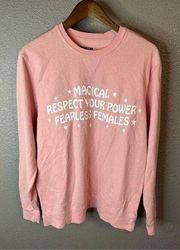 Buckle Women's American Highway Magical Fearless Female Pulover Hoodie, Pink, Small NWT