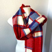 Merona Red And Blue Scarf Shawl Pashmina Wrap HUGE Warm