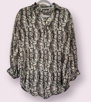 Violet & Claire Snakeskin Print Satin Long Sleeve Blouse