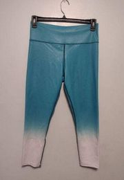 Zyia Active Size 12 Venom Ombre Metallic Light N Tight Leggings Teal Blue