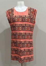 MAJE Revanche Stitch Print Coral Dress Sz 4