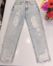 Distressed and bleached straight Leg skinny jeans by Great Lab Sz 27